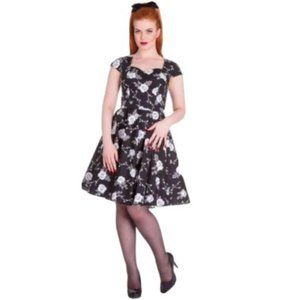 Hell Bunny Vixen Natalia Dress - black & white floral 4x
